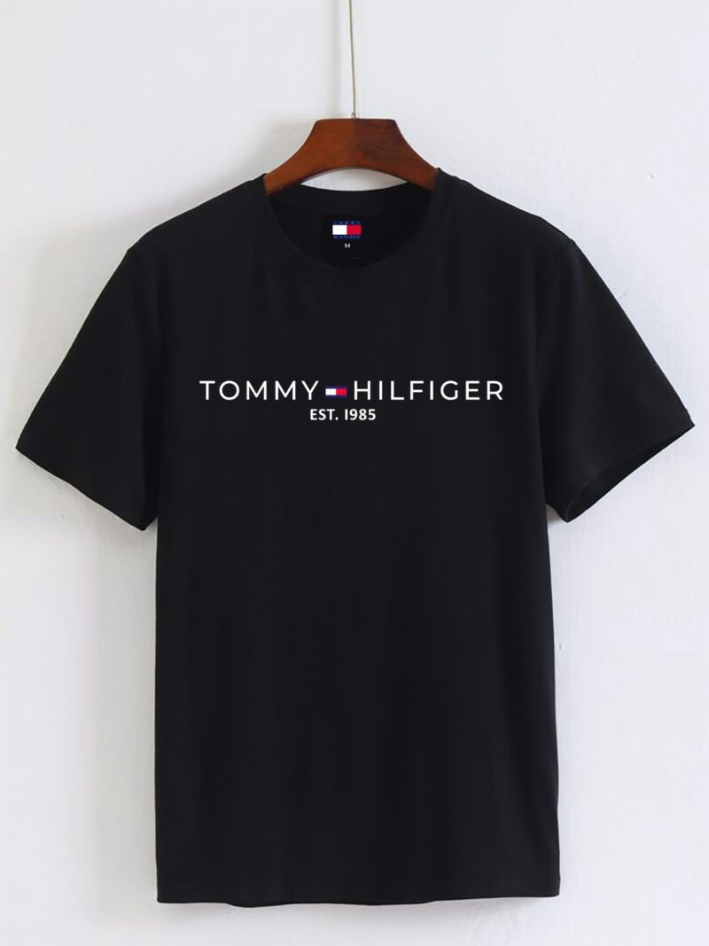 Black Tommy Hilfiger Round-Neck (100% Premium Cotton)