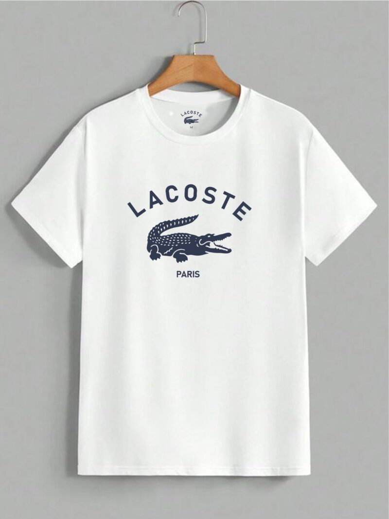White Lacoste Round-Neck (100% Premium Cotton)