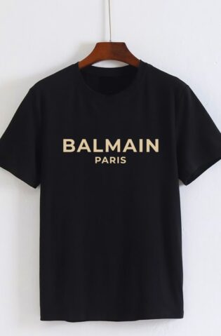 BALMAIN Black  Round-Neck (100% Premium Cotton)