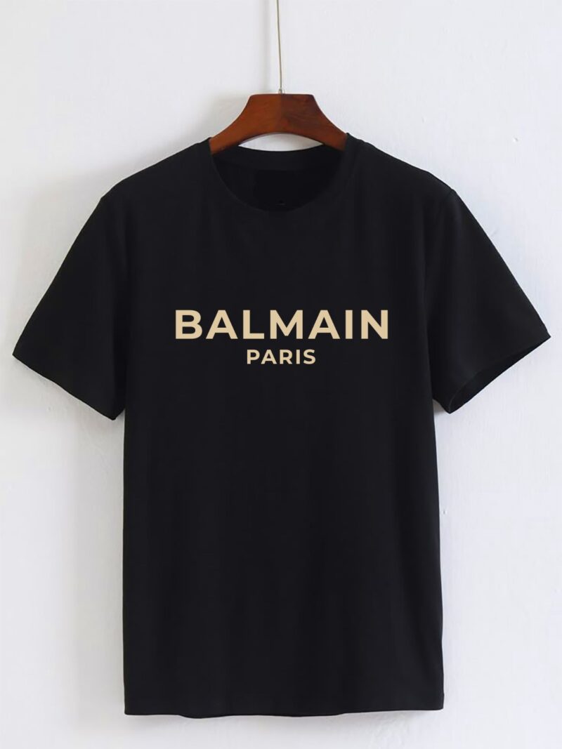 BALMAIN Black  Round-Neck (100% Premium Cotton)