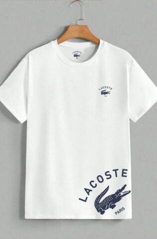 Lacoste White  Round-Neck (100% Premium Cotton)