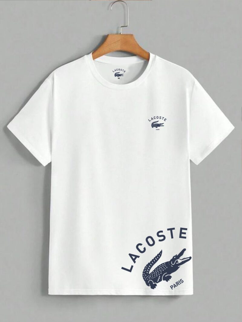 Lacoste White  Round-Neck (100% Premium Cotton)