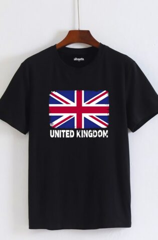 United Kingdom Black   Round-Neck (100% Premium Cotton)