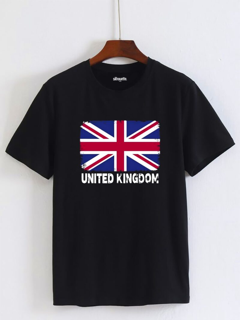 United Kingdom Black   Round-Neck (100% Premium Cotton)