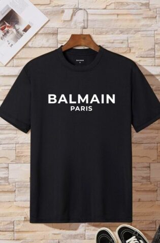 Balmain Paris Black  Round-Neck (100% Premium Cotton)