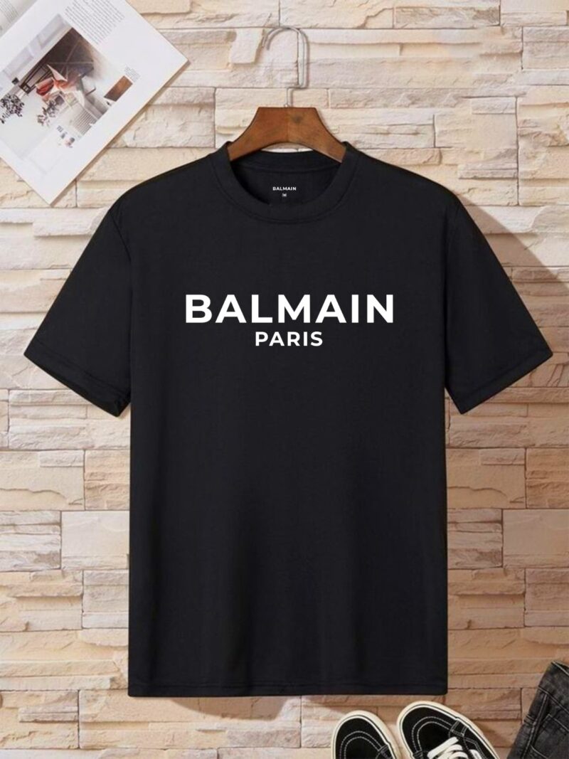 Balmain Paris Black  Round-Neck (100% Premium Cotton)