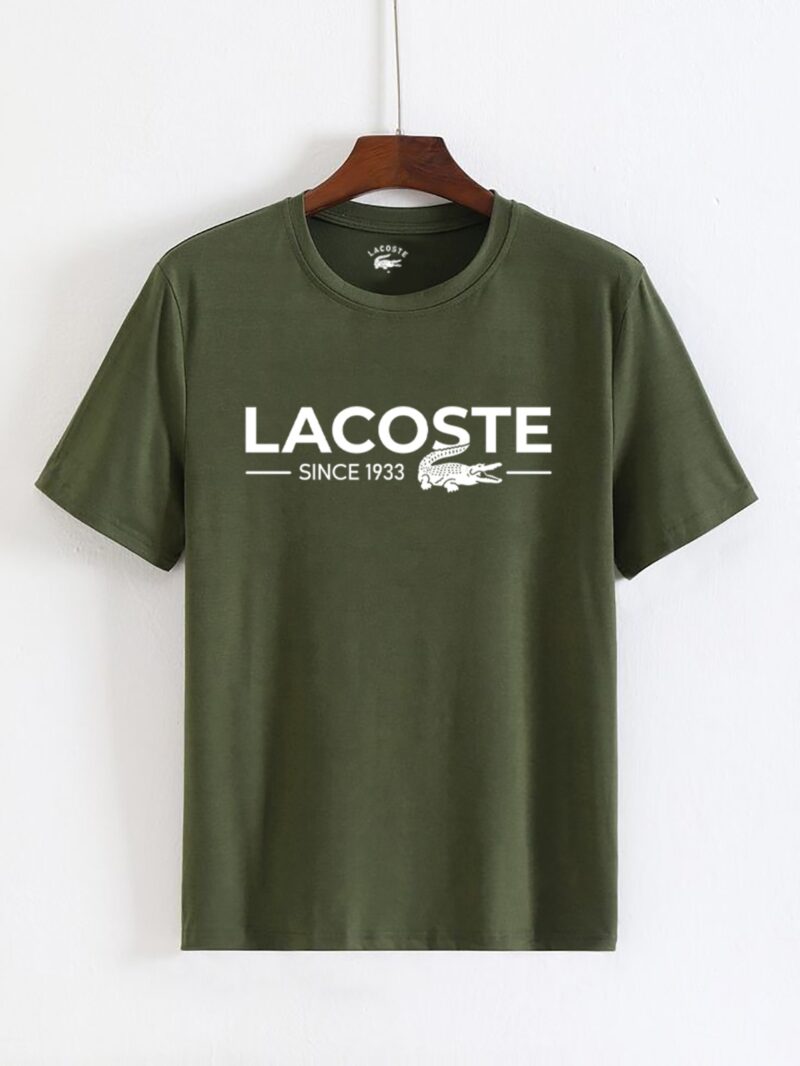 Navy Lacoste   Round-Neck (100% Premium Cotton)