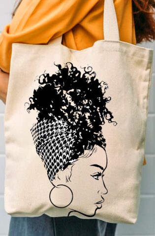 Black Lady Curls  (Tote Bag) Eco - Friendly.